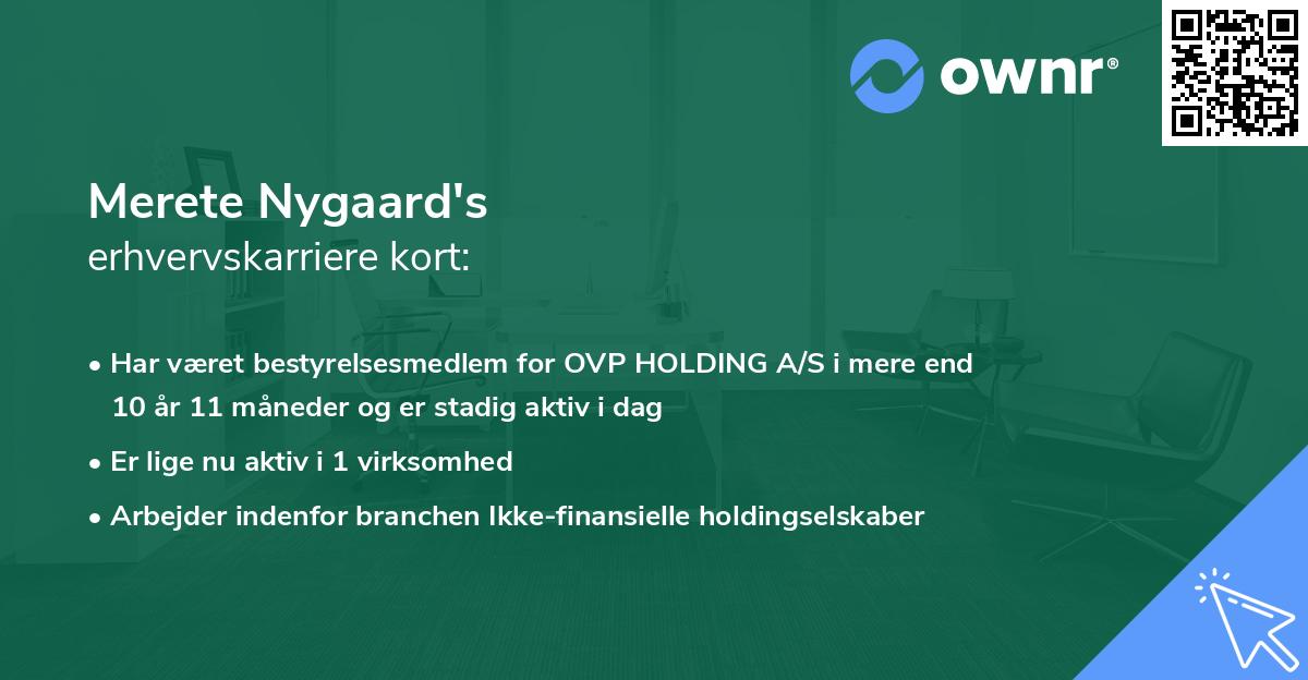 Merete Nygaard's erhvervskarriere kort