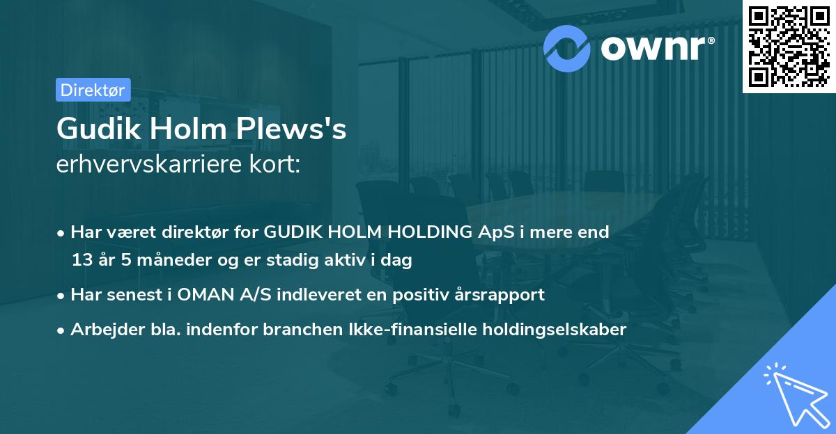 Gudik Holm Plews's erhvervskarriere kort