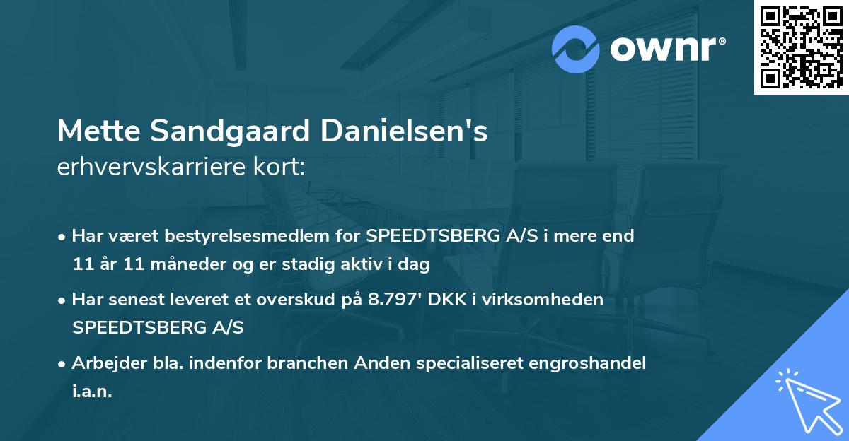 Mette Sandgaard Danielsen's erhvervskarriere kort
