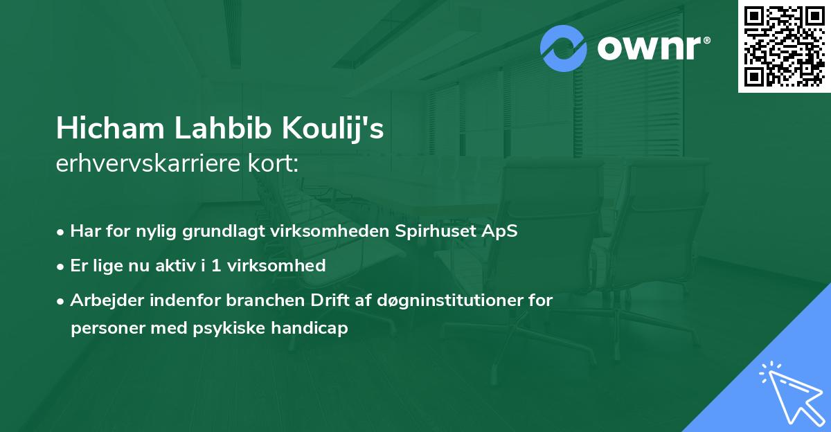 Hicham Lahbib Koulij's erhvervskarriere kort