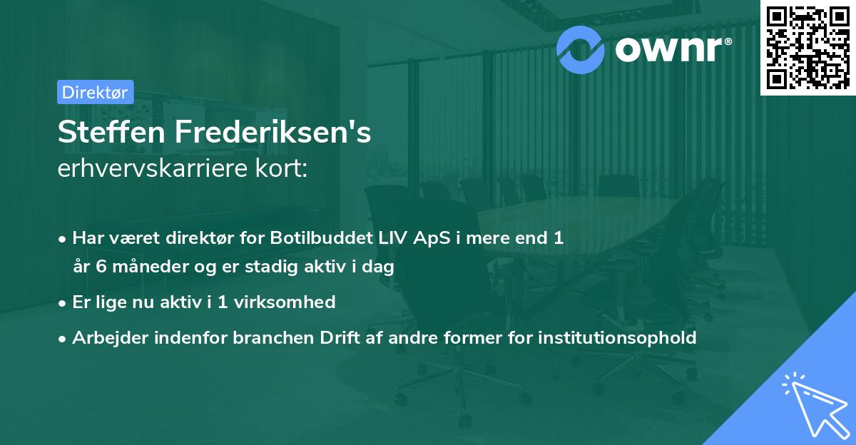 Steffen Frederiksen's erhvervskarriere kort