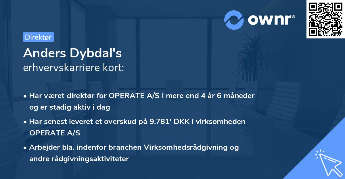 Anders Dybdal's erhvervskarriere kort