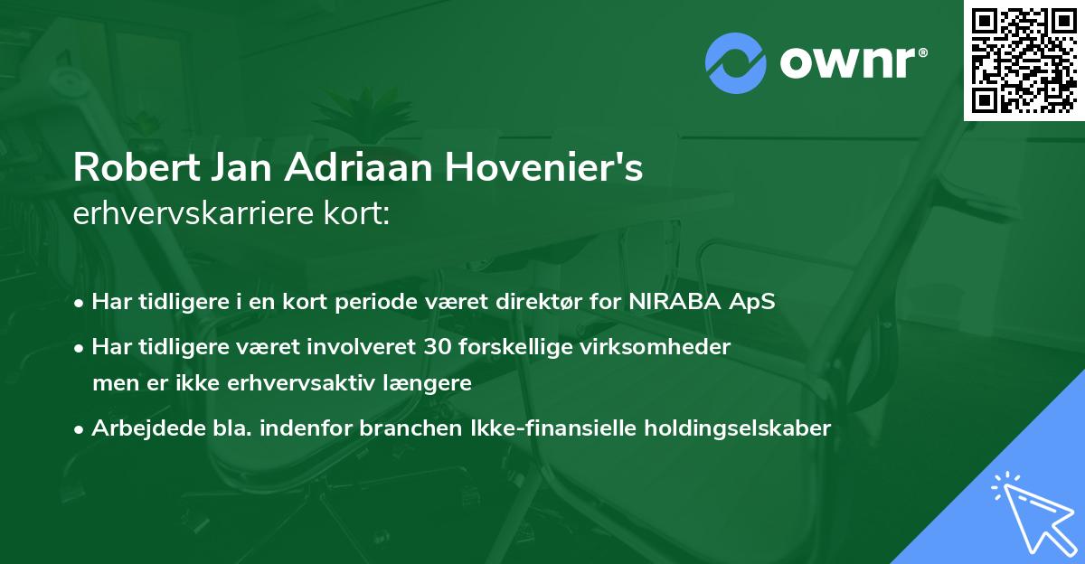 Robert Jan Adriaan Hovenier's erhvervskarriere kort