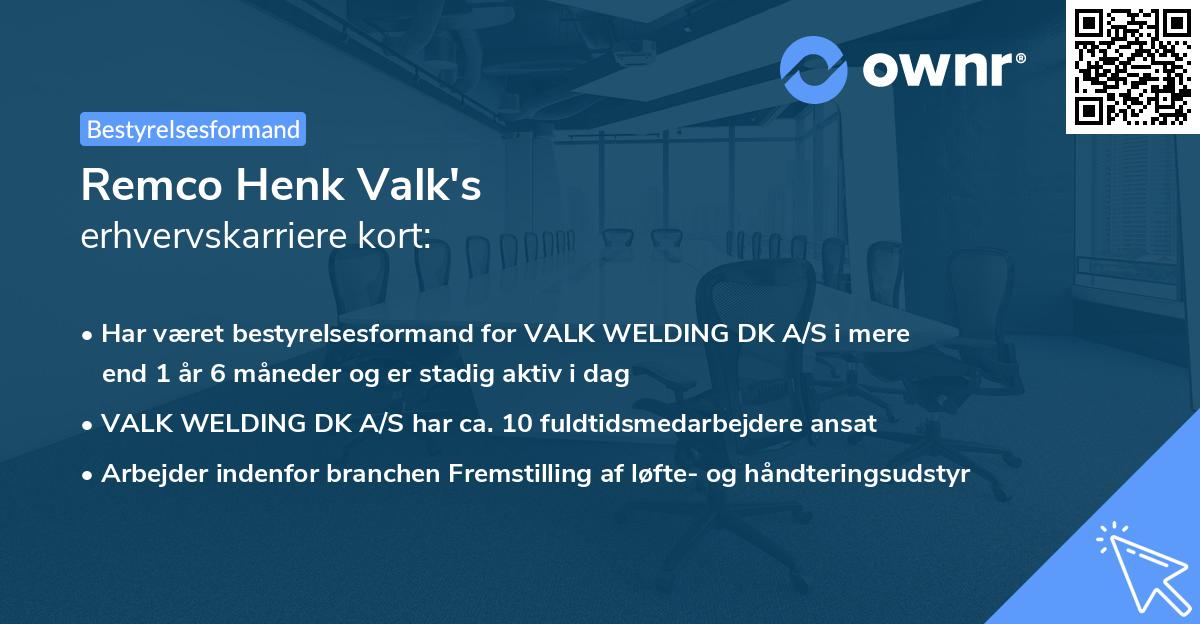 Remco Henk Valk's erhvervskarriere kort