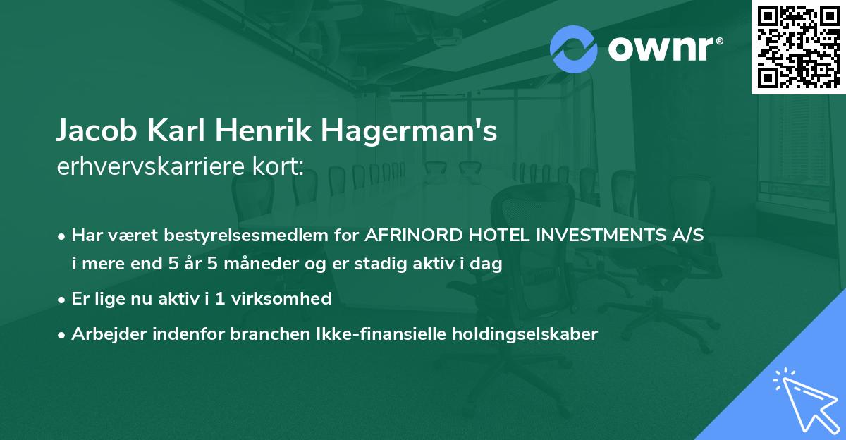 Jacob Karl Henrik Hagerman's erhvervskarriere kort