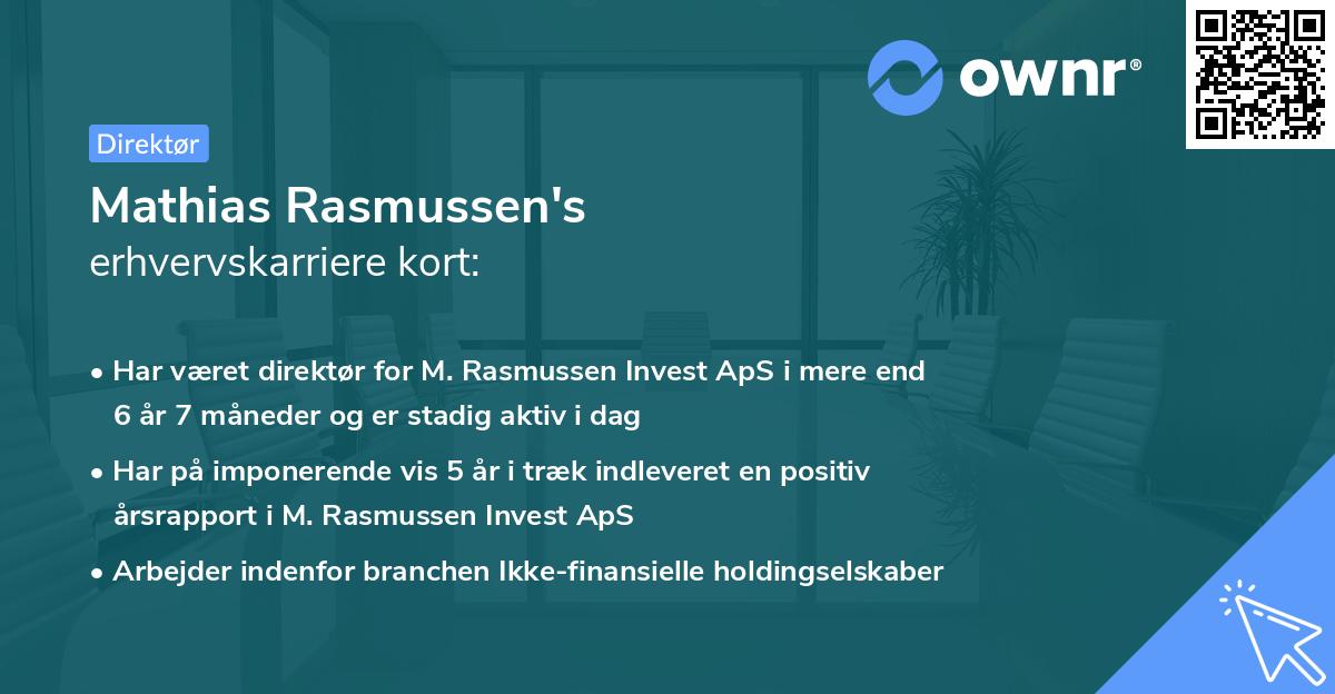 Mathias Rasmussen's erhvervskarriere kort