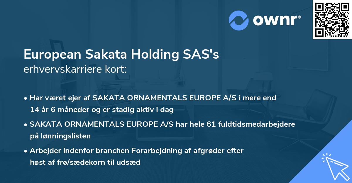 European Sakata Holding SAS's erhvervskarriere kort