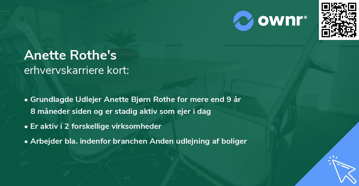 Anette Rothe's erhvervskarriere kort