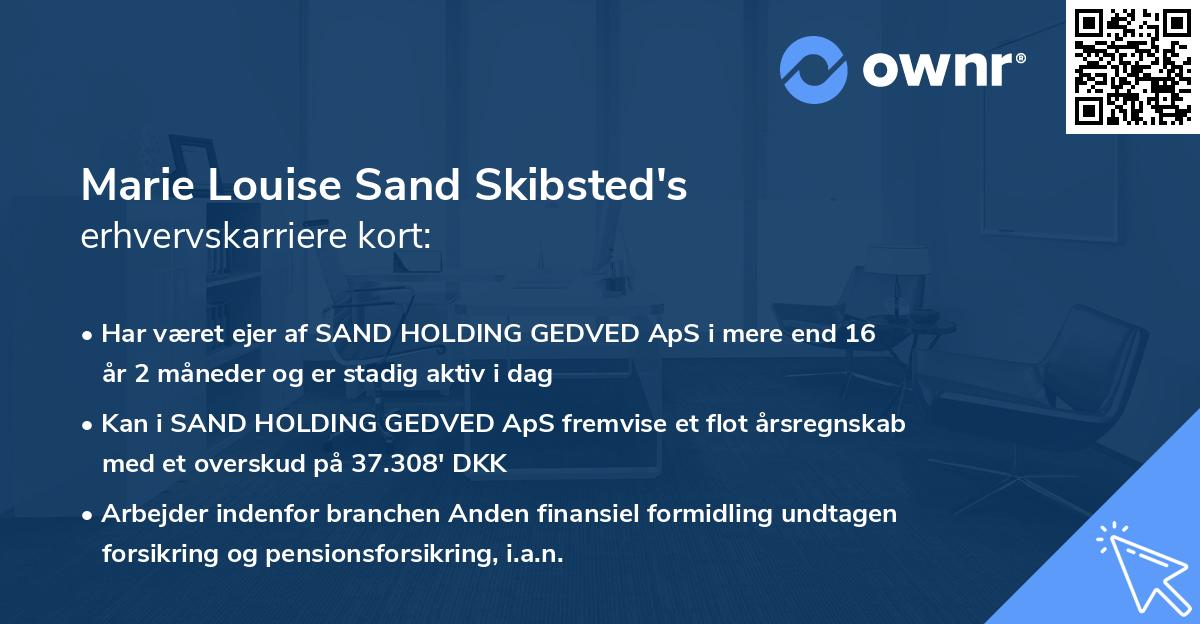 Marie Louise Sand Skibsted's erhvervskarriere kort