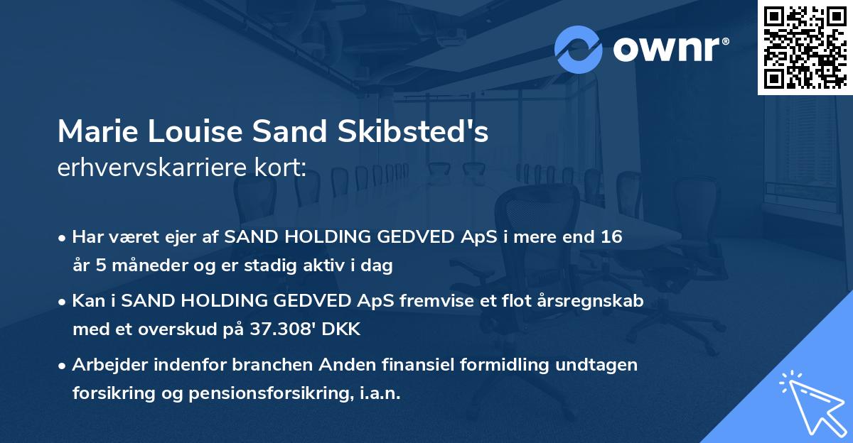 Marie Louise Sand Skibsted's erhvervskarriere kort