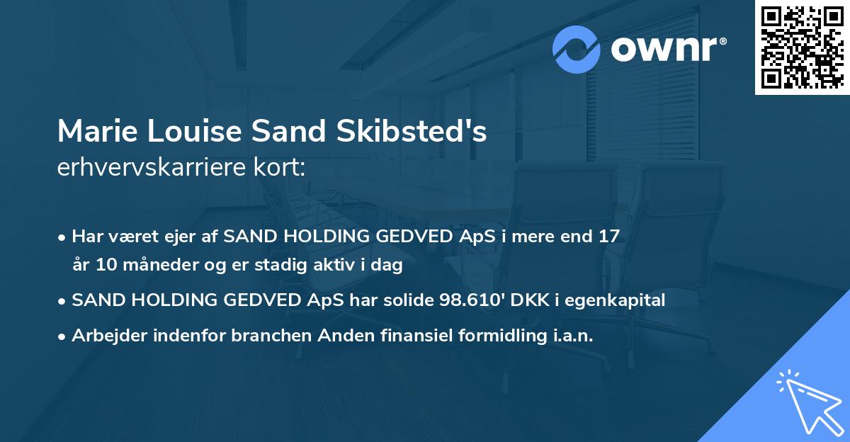 Marie Louise Sand Skibsted's erhvervskarriere kort