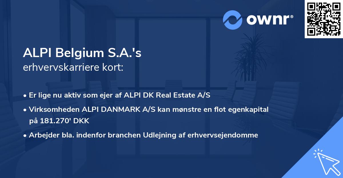 ALPI Belgium S.A.'s erhvervskarriere kort