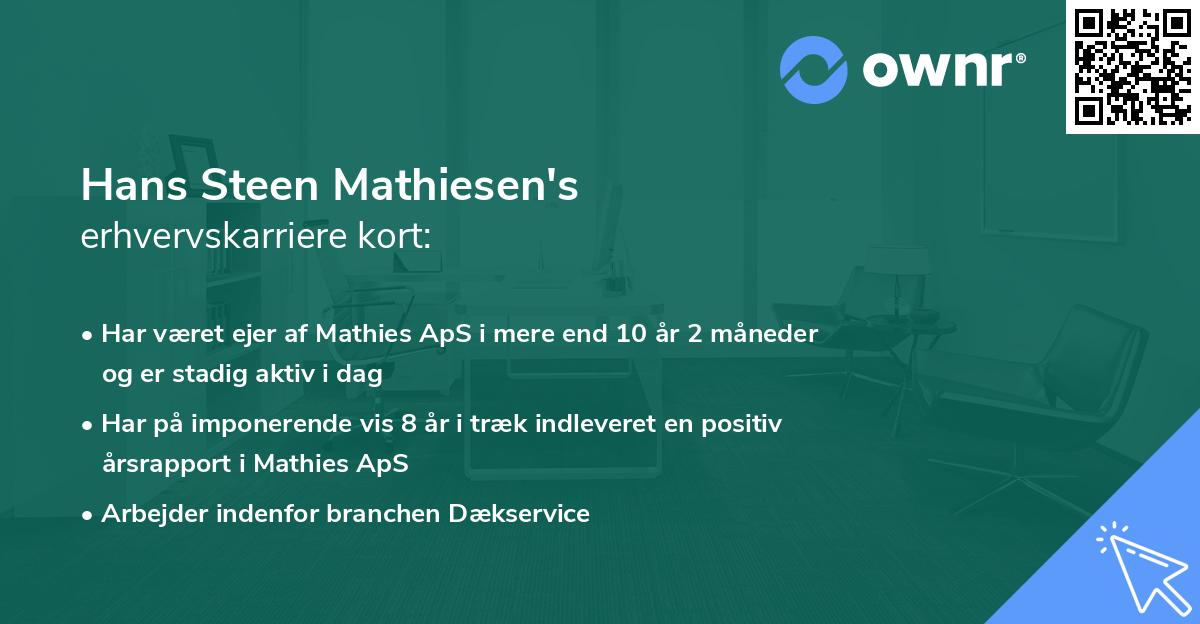 Hans Steen Mathiesen's erhvervskarriere kort