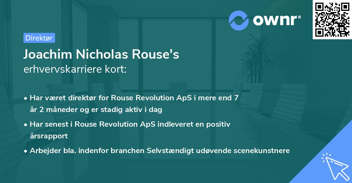 Joachim Nicholas Rouse's erhvervskarriere kort
