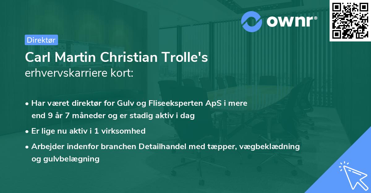 Carl Martin Christian Trolle's erhvervskarriere kort