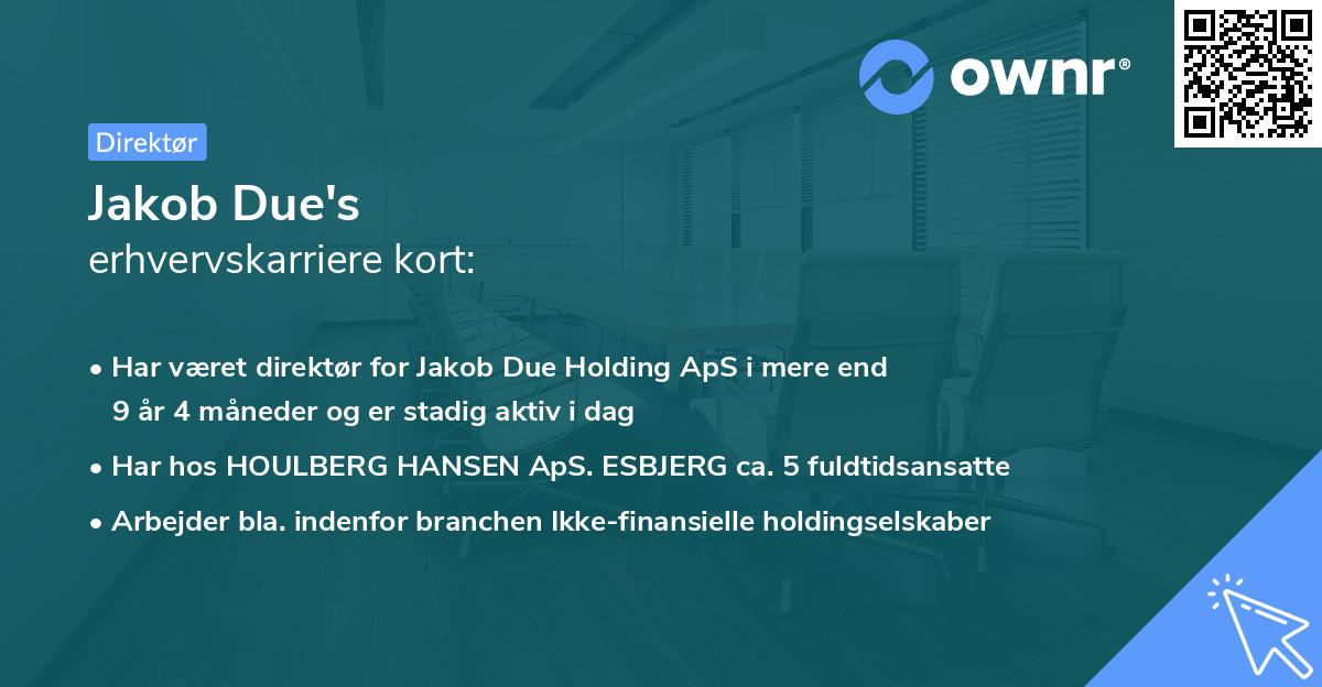 Jakob Due's erhvervskarriere kort