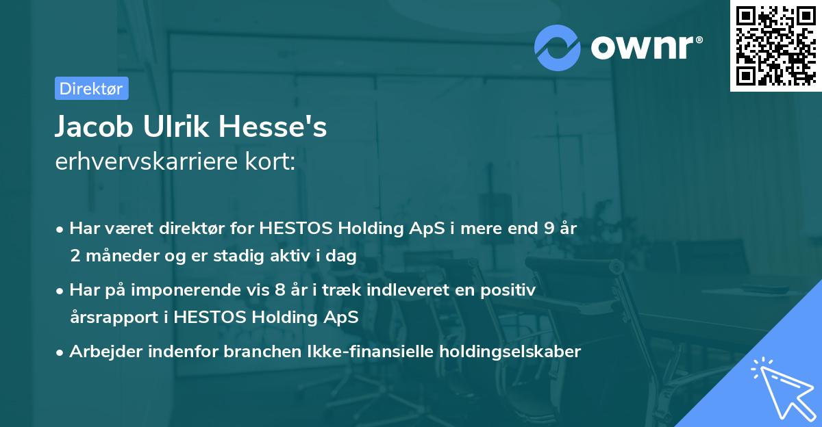 Jacob Ulrik Hesse's erhvervskarriere kort