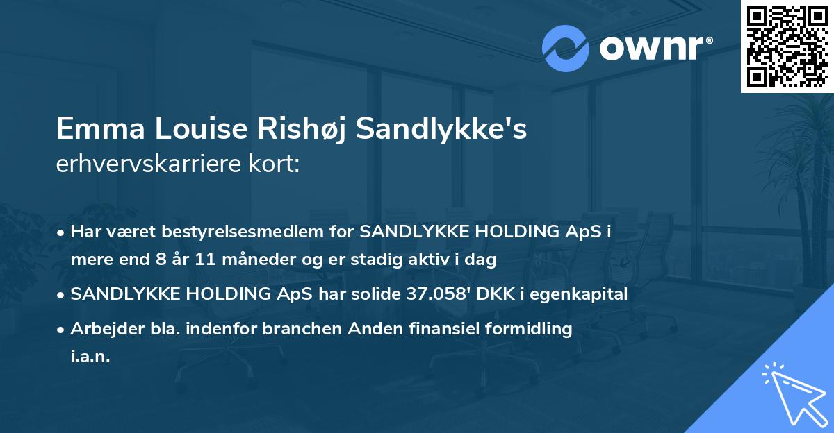 Emma Louise Rishøj Sandlykke's erhvervskarriere kort