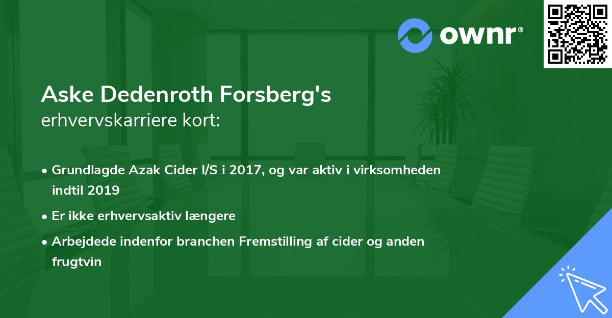 Aske Dedenroth Forsberg's erhvervskarriere kort