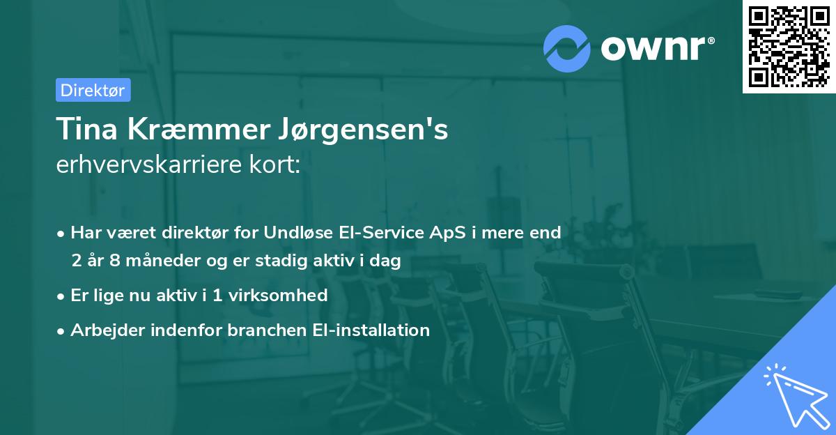 Tina Kræmmer Jørgensen's erhvervskarriere kort