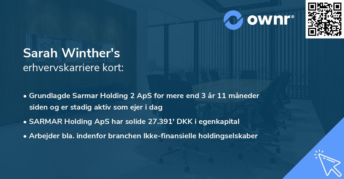 Sarah Winther's erhvervskarriere kort