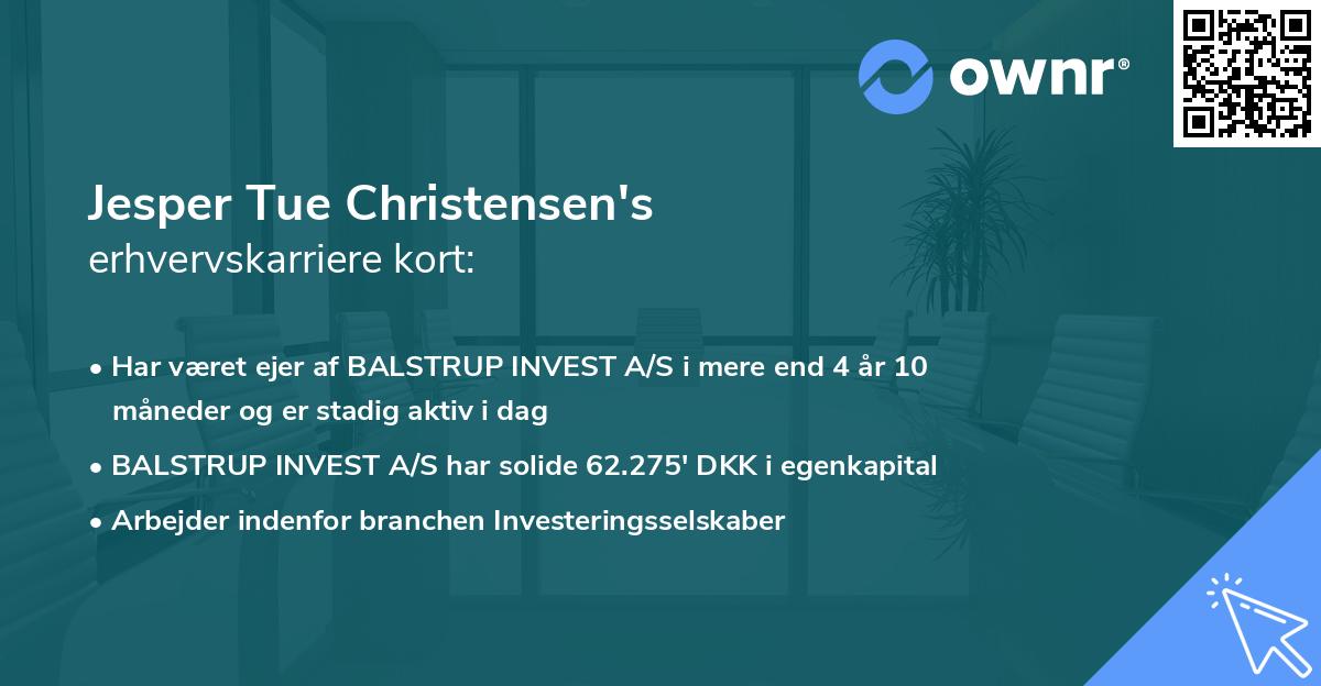 Jesper Tue Christensen's erhvervskarriere kort