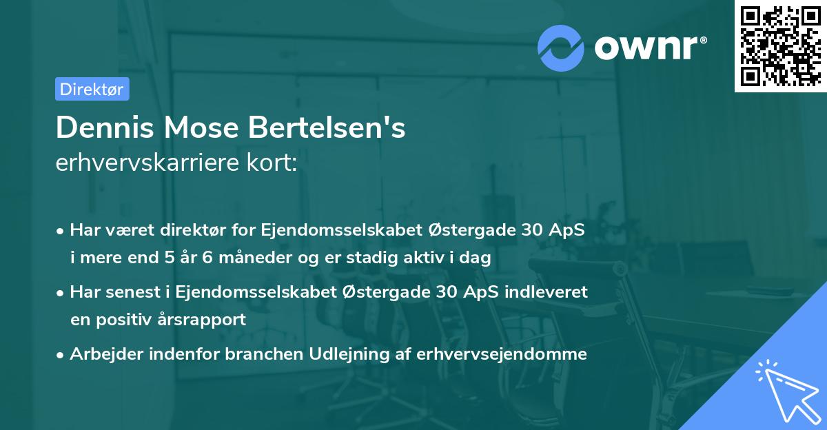 Dennis Mose Bertelsen's erhvervskarriere kort