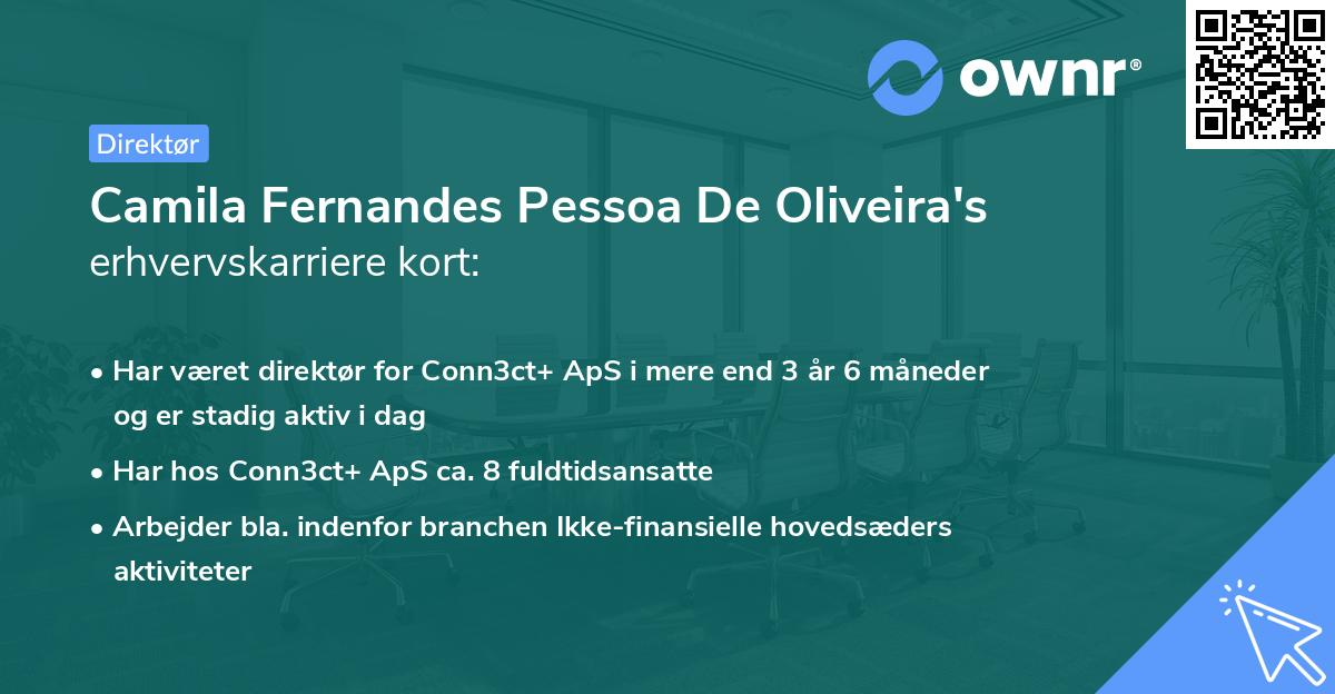 Camila Fernandes Pessoa De Oliveira's erhvervskarriere kort