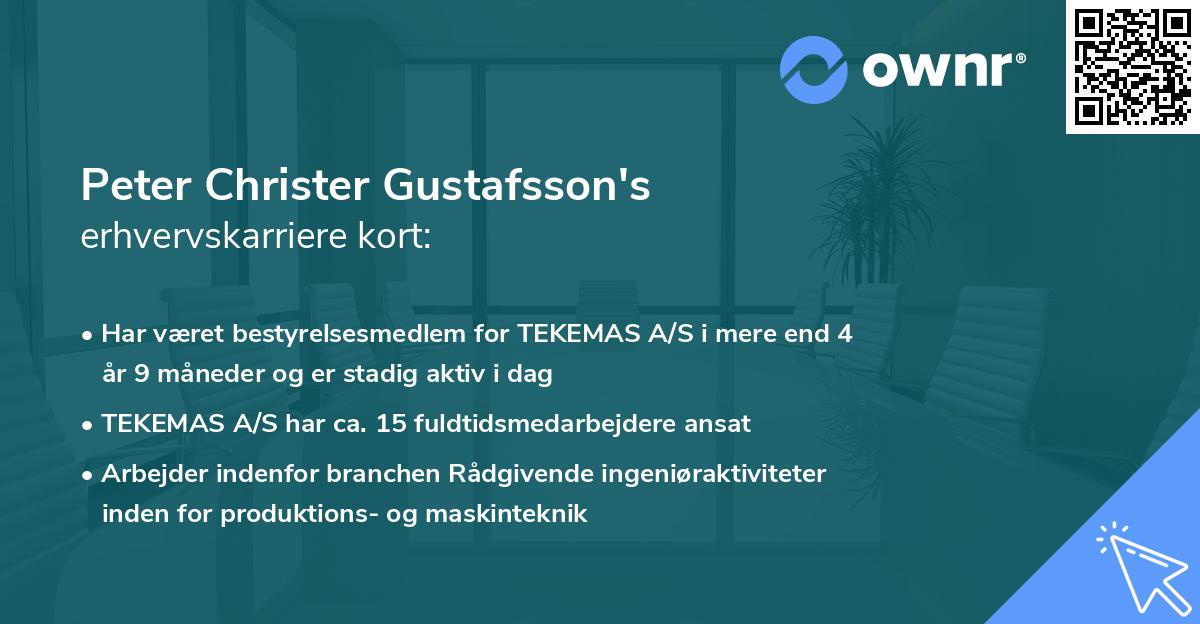 Peter Christer Gustafsson's erhvervskarriere kort