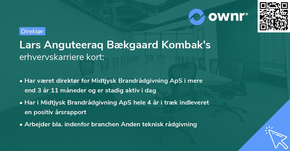 Lars Anguteeraq Bækgaard Kombak's erhvervskarriere kort