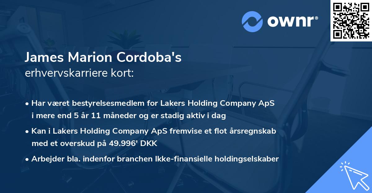 James Marion Cordoba's erhvervskarriere kort