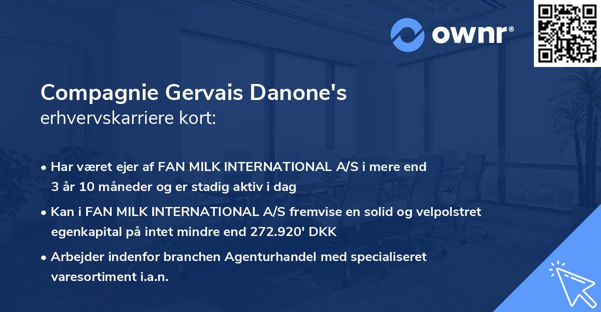 Compagnie Gervais Danone's erhvervskarriere kort