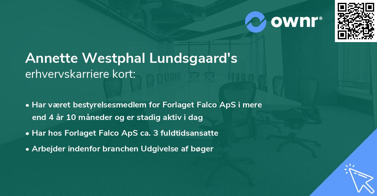 Annette Westphal Lundsgaard's erhvervskarriere kort