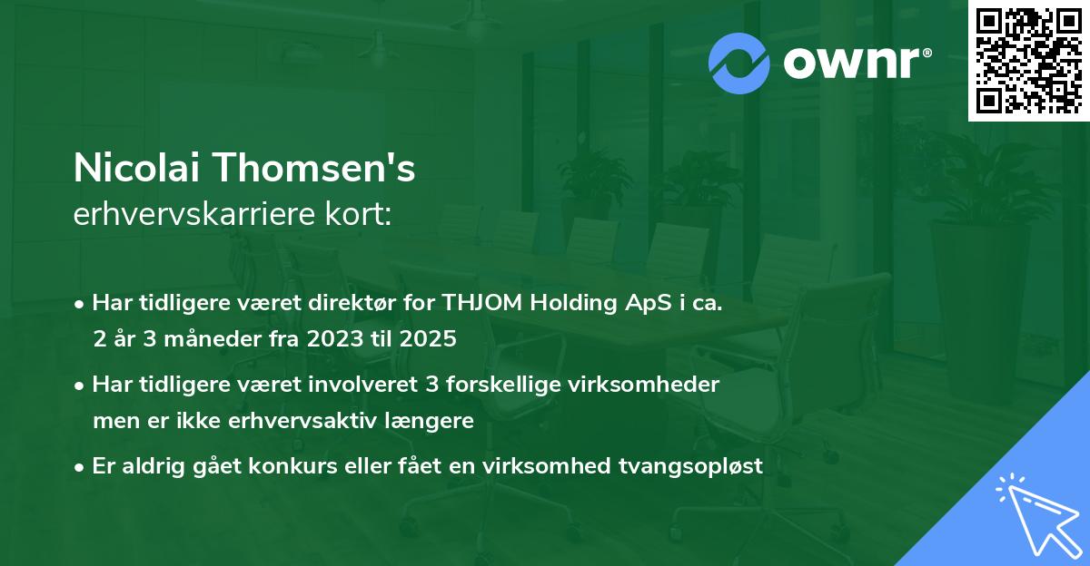 Nicolai Thomsen's erhvervskarriere kort