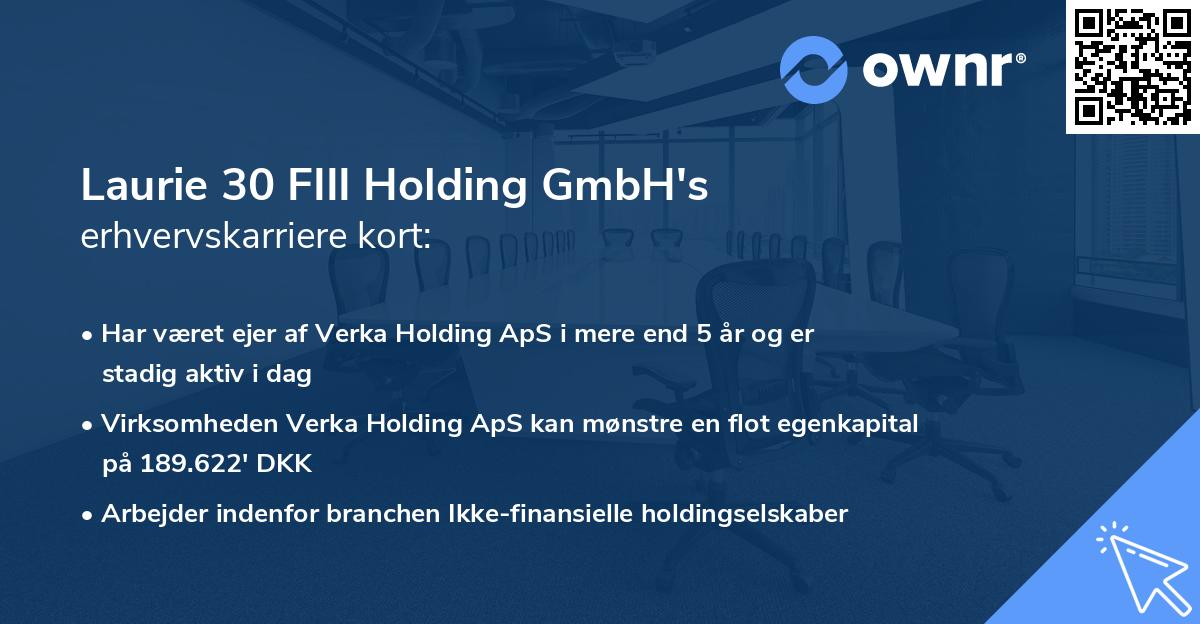 Laurie 30 FIII Holding GmbH's erhvervskarriere kort
