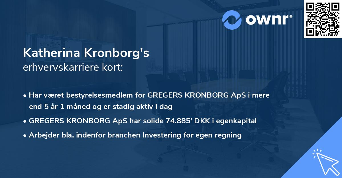 Katherina Kronborg's erhvervskarriere kort