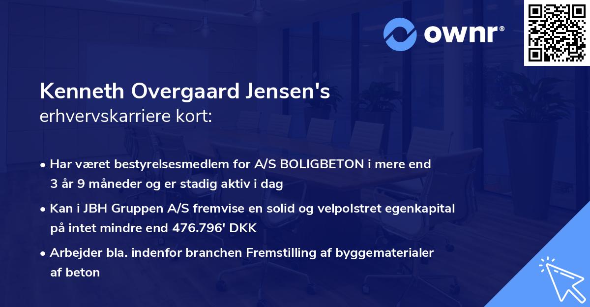 Kenneth Overgaard Jensen's erhvervskarriere kort