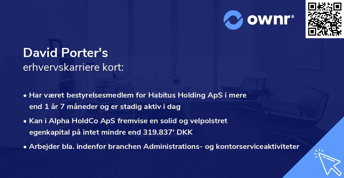 David Porter's erhvervskarriere kort