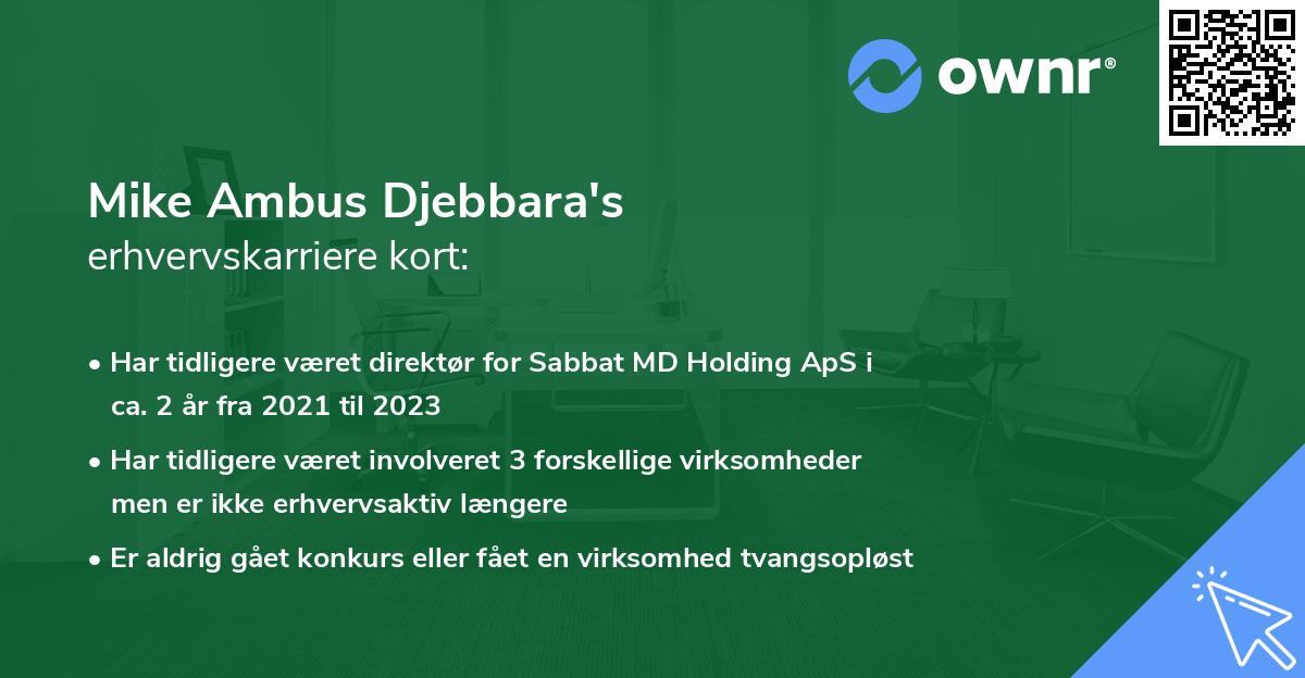 Mike Ambus Djebbara's erhvervskarriere kort