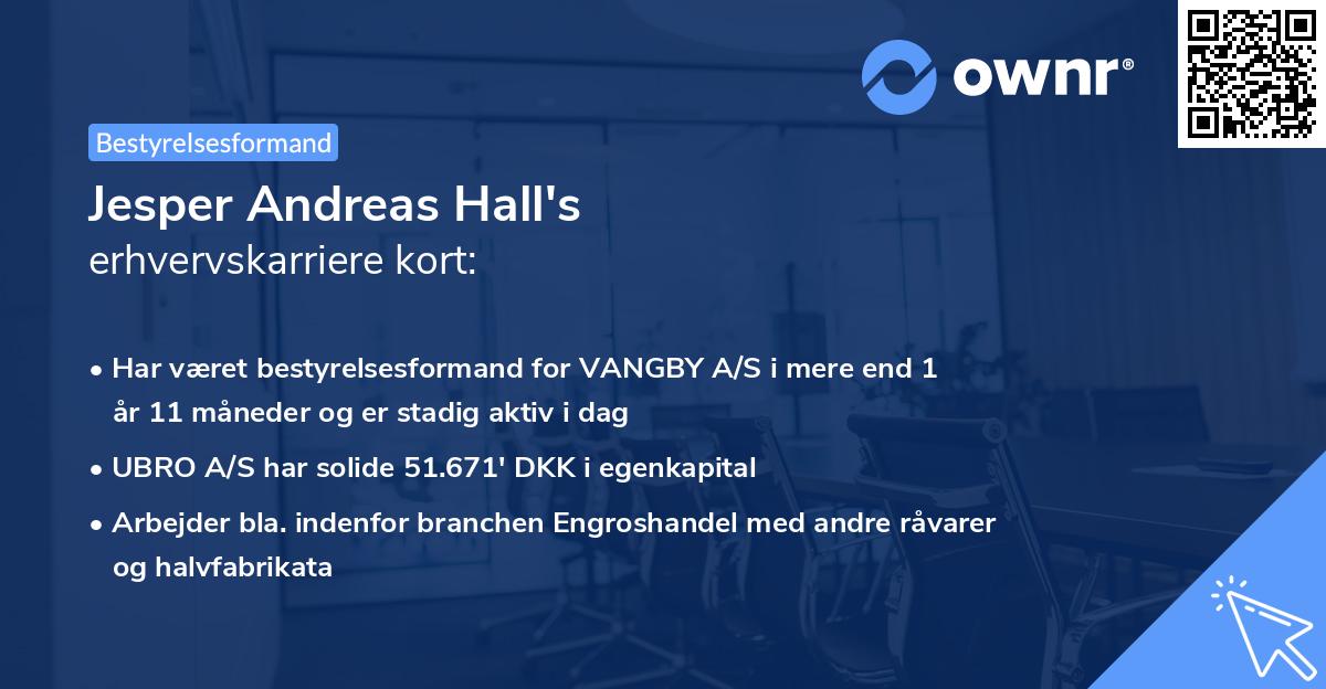 Jesper Andreas Hall's erhvervskarriere kort