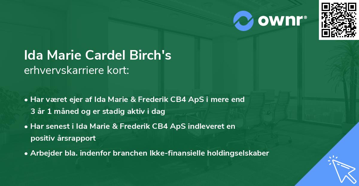 Ida Marie Cardel Birch's erhvervskarriere kort