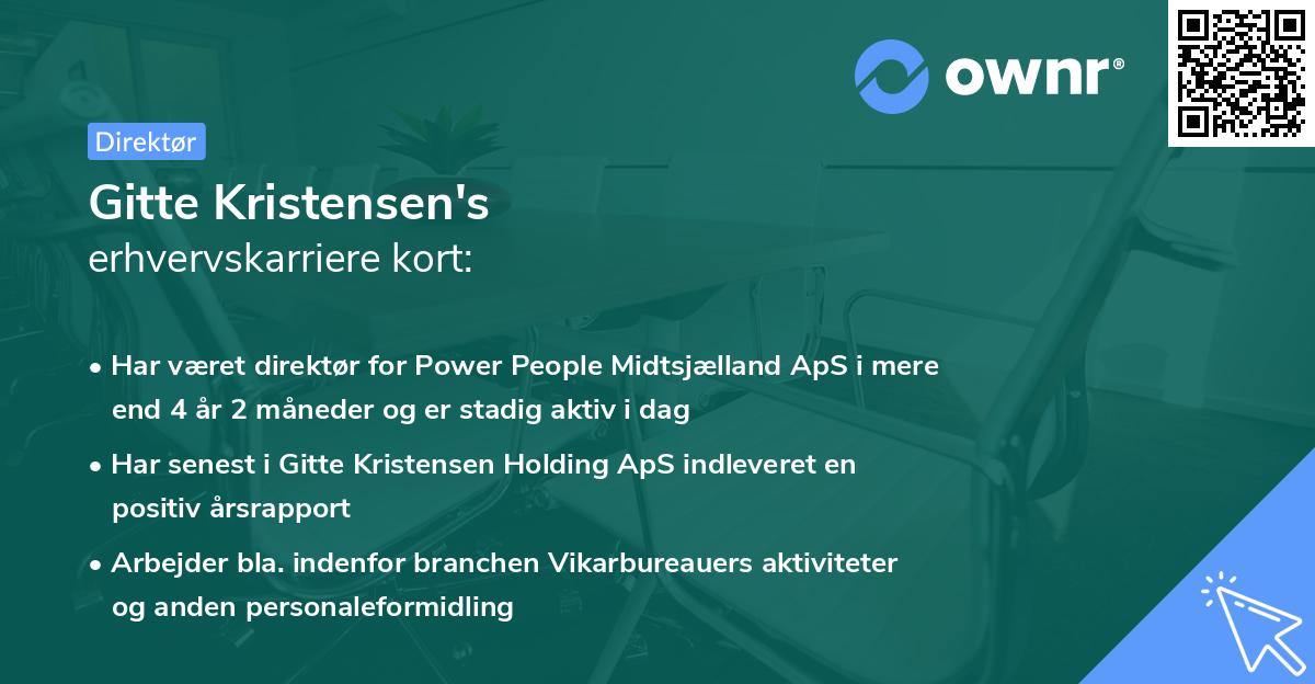 Gitte Kristensen's erhvervskarriere kort