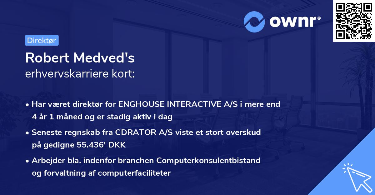 Robert Medved's erhvervskarriere kort