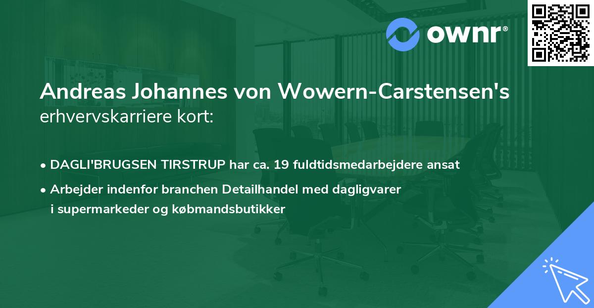 Andreas Johannes von Wowern-Carstensen's erhvervskarriere kort