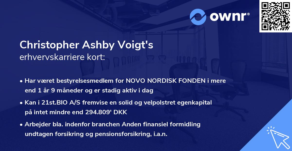 Christopher Ashby Voigt's erhvervskarriere kort