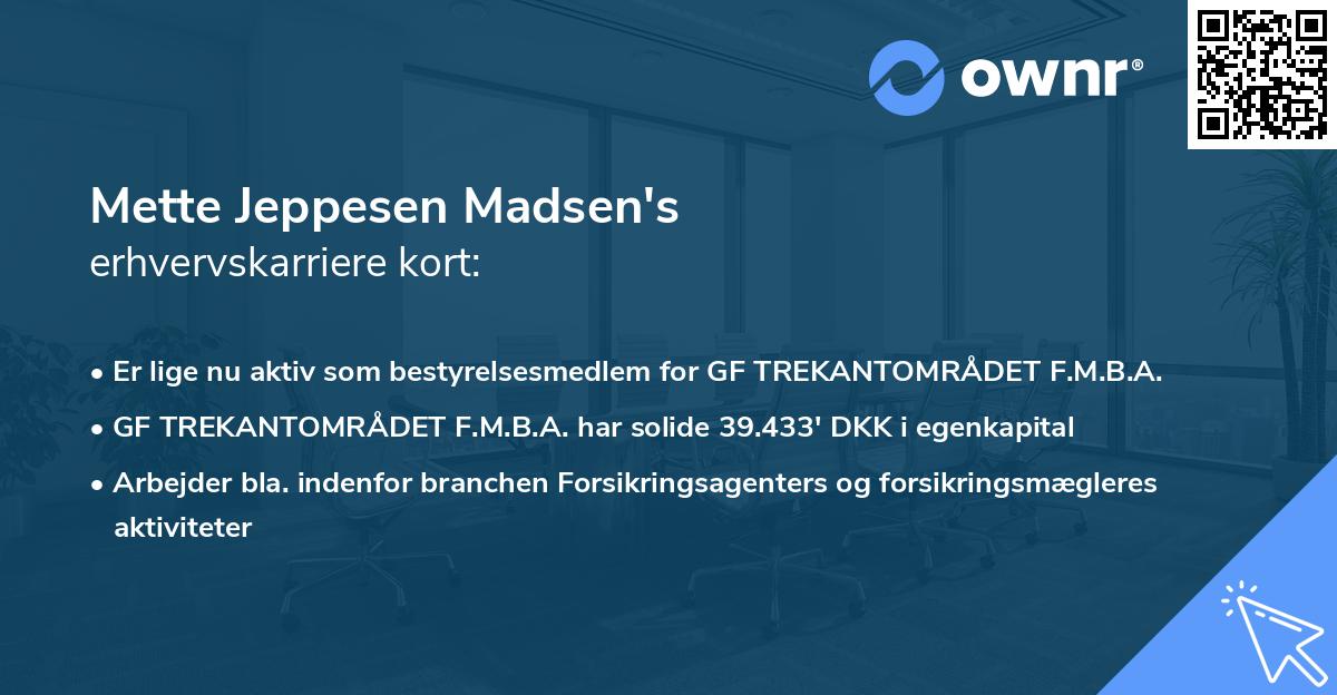 Mette Jeppesen Madsen's erhvervskarriere kort
