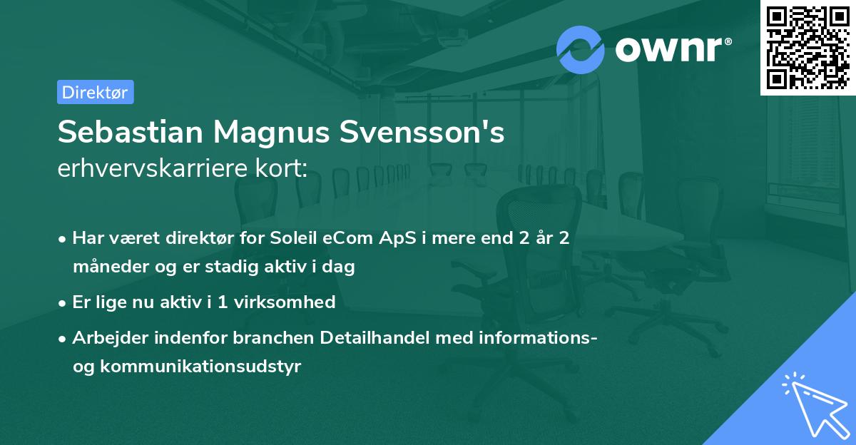 Sebastian Magnus Svensson's erhvervskarriere kort