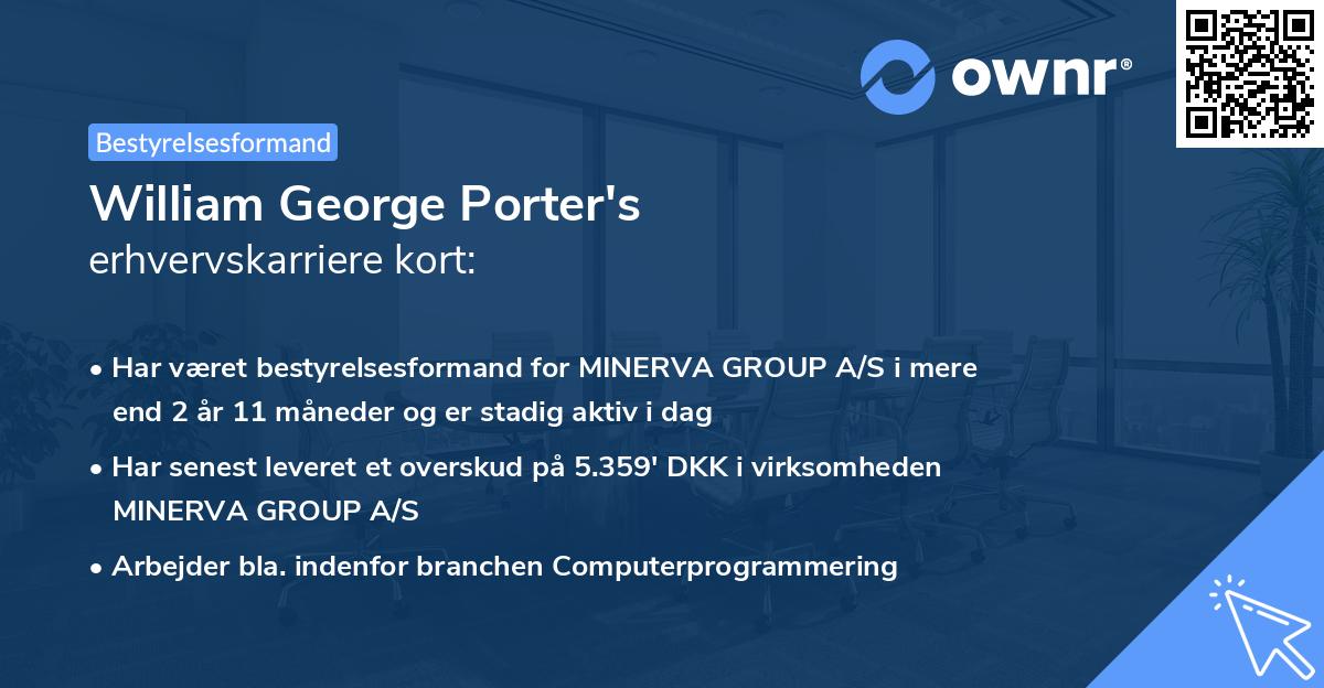 William George Porter's erhvervskarriere kort