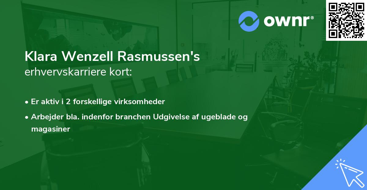 Klara Wenzell Rasmussen's erhvervskarriere kort