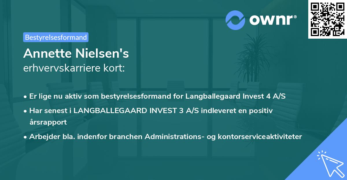 Annette Nielsen's erhvervskarriere kort
